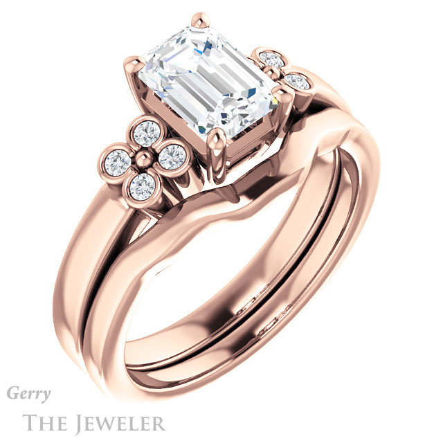Emerald Cut Forever One Moissanite Engagement Ring #GTJ1086-emerald-fb-r 6 Emerald Cut Forever Brilliant Moissanite Engagement Ring #GTJ1086-emerald-fb-r