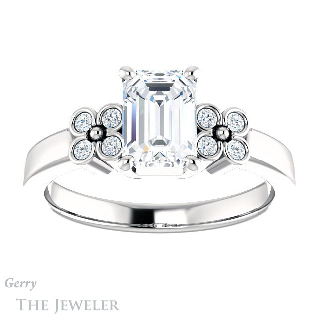 Emerald Cut Forever Brilliant Moissanite Engagement Ring #GTJ1086-emerald-fb-w