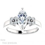 Marquise Cut Forever One Moissanite Engagement Ring #GTJ1086-marquise-fb-w 1 Marquise Cut Forever Brilliant Moissanite Engagement Ring #GTJ1086-marquise-fb-w
