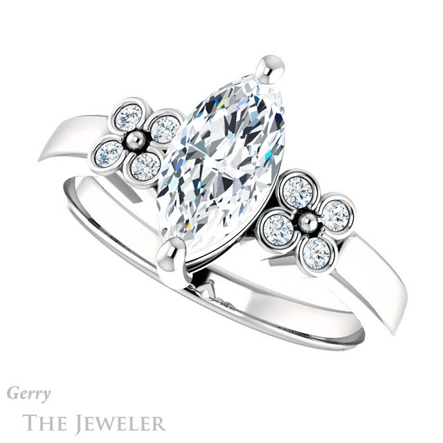 Marquise Cut Forever One Moissanite Engagement Ring #GTJ1086-marquise-fb-w 5 Marquise Cut Forever Brilliant Moissanite Engagement Ring #GTJ1086-marquise-fb-w