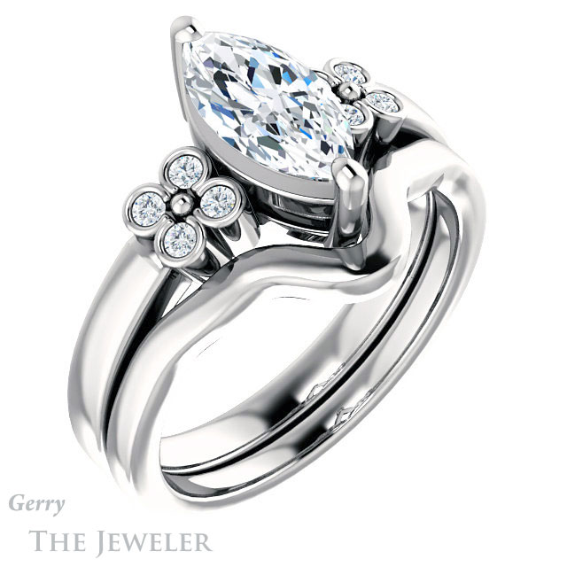 Marquise Cut Forever One Moissanite Engagement Ring #GTJ1086-marquise-fb-w 6 Marquise Cut Forever Brilliant Moissanite Engagement Ring #GTJ1086-marquise-fb-w