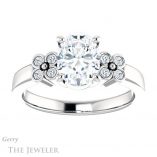 Oval Shaped Forever One Moissanite Engagement Ring #GTJ1086-oval-fo-w 1 Oval Shaped Forever One Moissanite Engagement Ring #GTJ1086-oval-fo-w