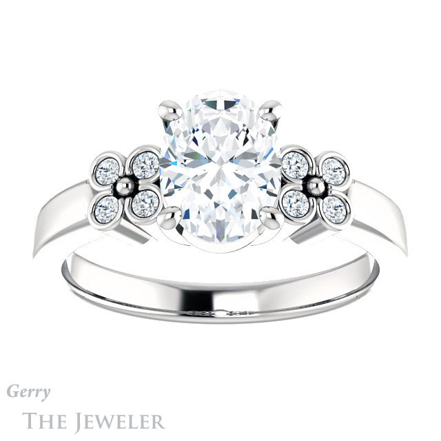 Oval Shaped Forever One Moissanite Engagement Ring #GTJ1086-oval-fo-w 1 Oval Shaped Forever One Moissanite Engagement Ring #GTJ1086-oval-fo-w