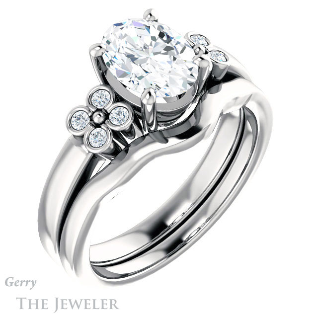 Oval Shaped Forever One Moissanite Engagement Ring #GTJ1086-oval-fo-w 6 Oval Shaped Forever One Moissanite Engagement Ring #GTJ1086-oval-fo-w
