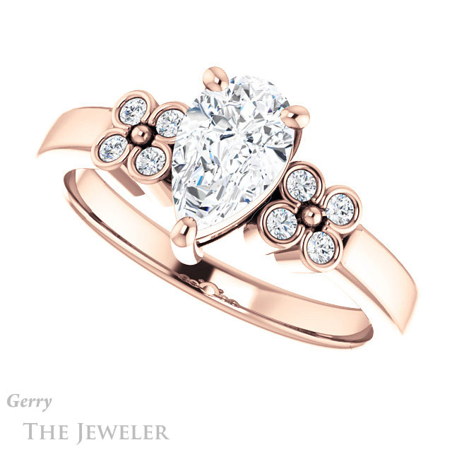 Pear Shaped Forever One Moissanite Engagement Ring #GTJ1086-pear-fb-r 5 Pear Shaped Forever Brilliant Moissanite Engagement Ring #GTJ1086-pear-fb-r