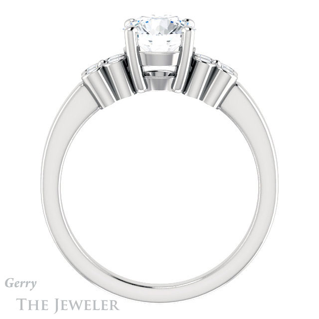 Round Cut Forever One Moissanite Engagement Ring #GTJ1086-round-fo-w