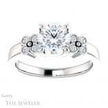 Round Cut Forever One Moissanite Engagement Ring #GTJ1086-round-fo-w