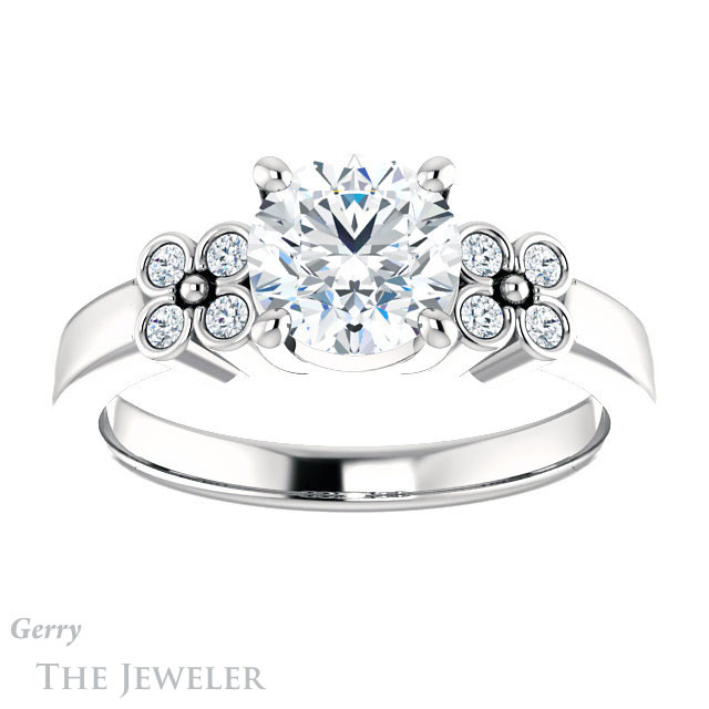Round Cut Forever One Moissanite Engagement Ring #GTJ1086-round-fo-w