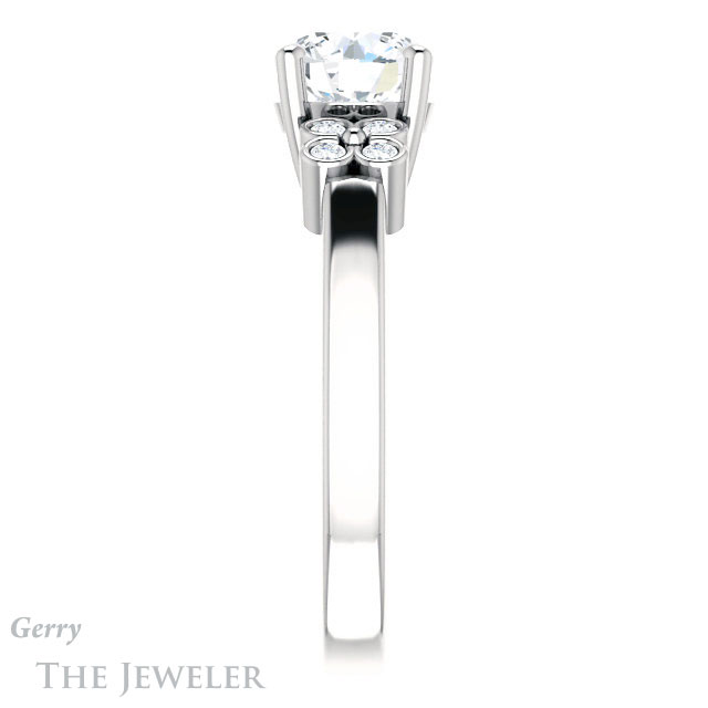 Round Cut Forever One Moissanite Engagement Ring #GTJ1086-round-fo-w