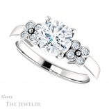 Round Cut Forever One Moissanite Engagement Ring #GTJ1086-round-fo-w