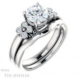 Round Cut Forever One Moissanite Engagement Ring #GTJ1086-round-fo-w