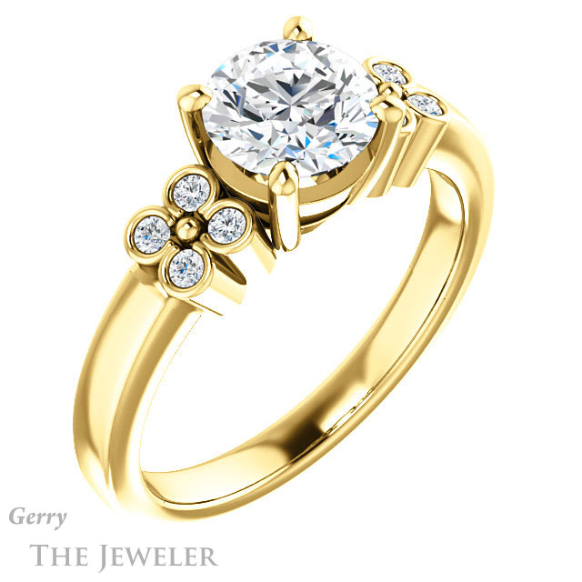 Round Cut Forever One Moissanite Engagement Ring #GTJ1086-round-fo-y 4 Round Cut Forever One Moissanite Engagement Ring #GTJ1086-round-fo-y