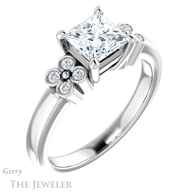 Princess Cut Forever One Moissanite Engagement Ring #GTJ1086-square-fo-w