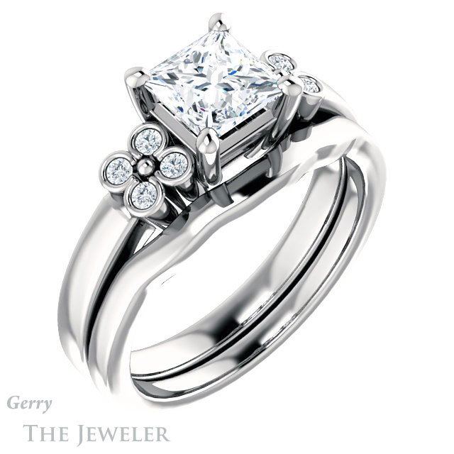 Princess Cut Forever One Moissanite Engagement Ring #GTJ1086-square-fo-w