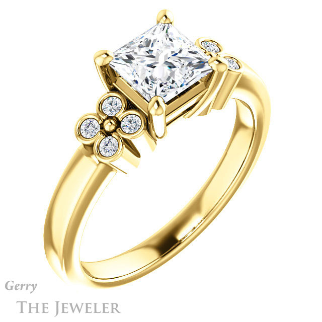 Princess Cut Forever One Moissanite Engagement Ring #GTJ1086-square-fo-y 4 Princess Cut Forever One Moissanite Engagement Ring #GTJ1086-square-fo-y