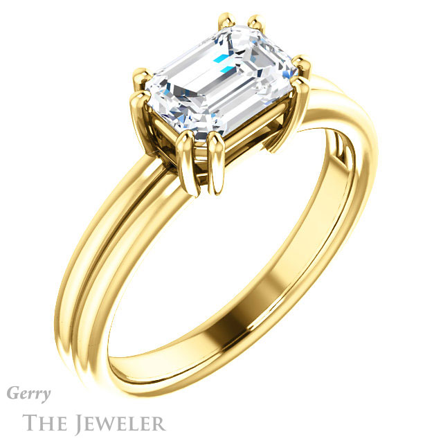 Emerald Cut Forever One Moissanite Engagement Ring #GTJ1089-emerald-fb-y | Gerry The Jeweler Emerald Cut Forever Brilliant Moissanite Engagement Ring #GTJ1089-emerald-fb-y