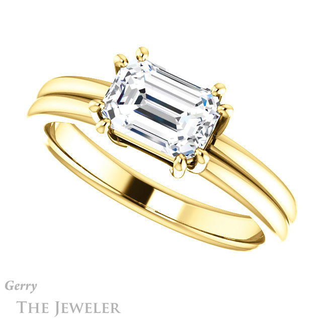 Emerald Cut Forever One Moissanite Engagement Ring #GTJ1089-emerald-fb-y | Gerry The Jeweler Emerald Cut Forever Brilliant Moissanite Engagement Ring #GTJ1089-emerald-fb-y