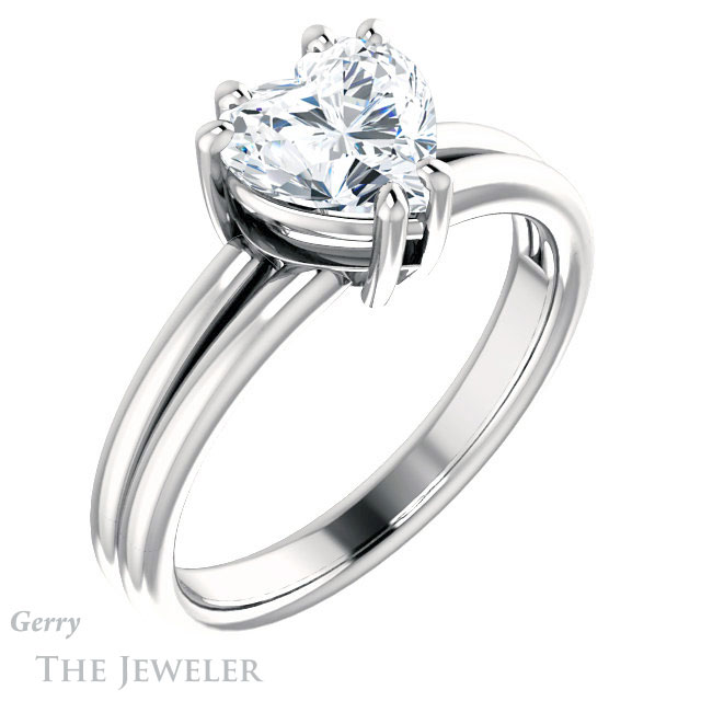 Heart Shaped Forever One Moissanite Engagement Ring #GTJ1089-heart-fb-w | Gerry The Jeweler Heart Shaped Forever Brilliant Moissanite Engagement Ring #GTJ1089-heart-fb-w