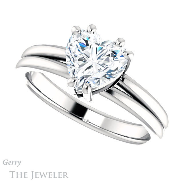 Heart Shaped Forever One Moissanite Engagement Ring #GTJ1089-heart-fb-w | Gerry The Jeweler Heart Shaped Forever Brilliant Moissanite Engagement Ring #GTJ1089-heart-fb-w
