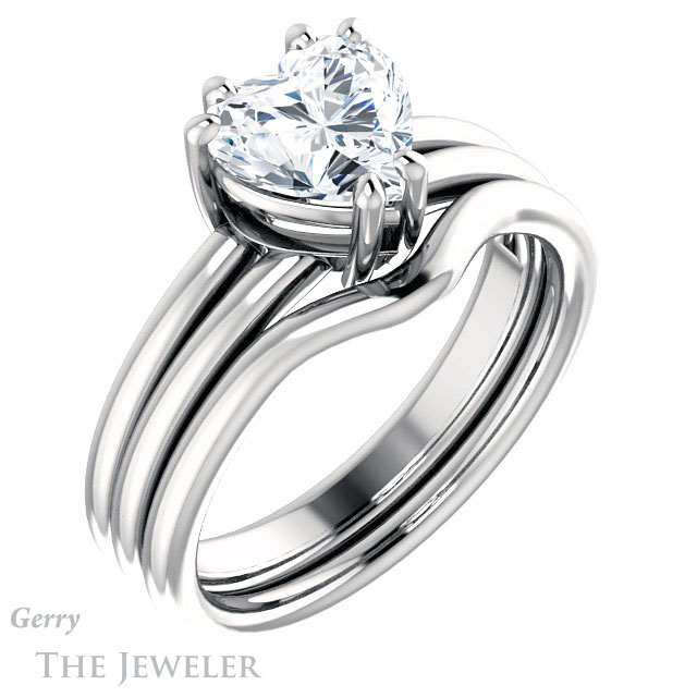 Heart Shaped Forever One Moissanite Engagement Ring #GTJ1089-heart-fb-w | Gerry The Jeweler Heart Shaped Forever Brilliant Moissanite Engagement Ring #GTJ1089-heart-fb-w