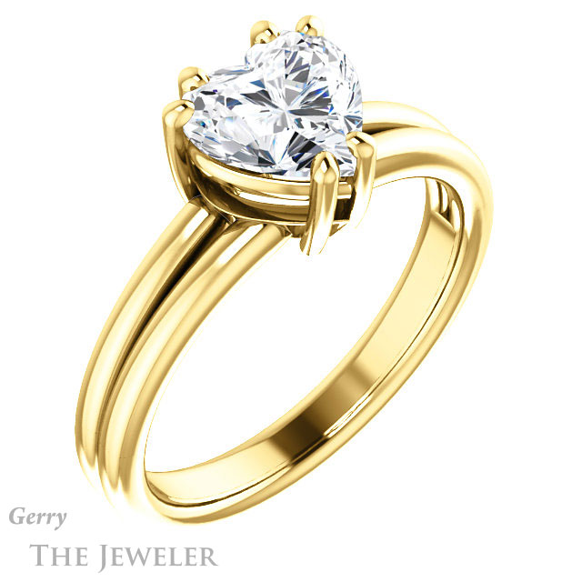 Heart Shaped Forever One Moissanite Engagement Ring #GTJ1089-heart-fb-y | Gerry The Jeweler Heart Shaped Forever Brilliant Moissanite Engagement Ring #GTJ1089-heart-fb-y