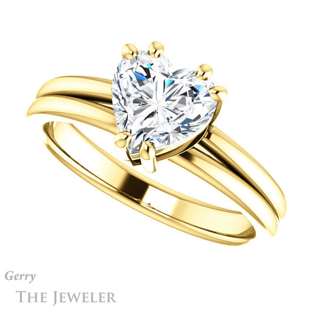 Heart Shaped Forever One Moissanite Engagement Ring #GTJ1089-heart-fb-y | Gerry The Jeweler Heart Shaped Forever Brilliant Moissanite Engagement Ring #GTJ1089-heart-fb-y
