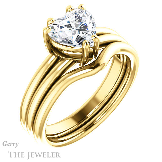 Heart Shaped Forever One Moissanite Engagement Ring #GTJ1089-heart-fb-y | Gerry The Jeweler Heart Shaped Forever Brilliant Moissanite Engagement Ring #GTJ1089-heart-fb-y