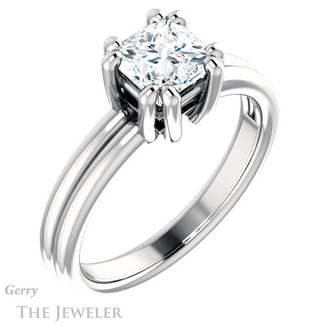 Princess Cut Forever One Moissanite Engagement Ring #GTJ1089-square-fo-w | Gerry The Jeweler Princess Cut Forever One Moissanite Engagement Ring #GTJ1089-square-fo-w