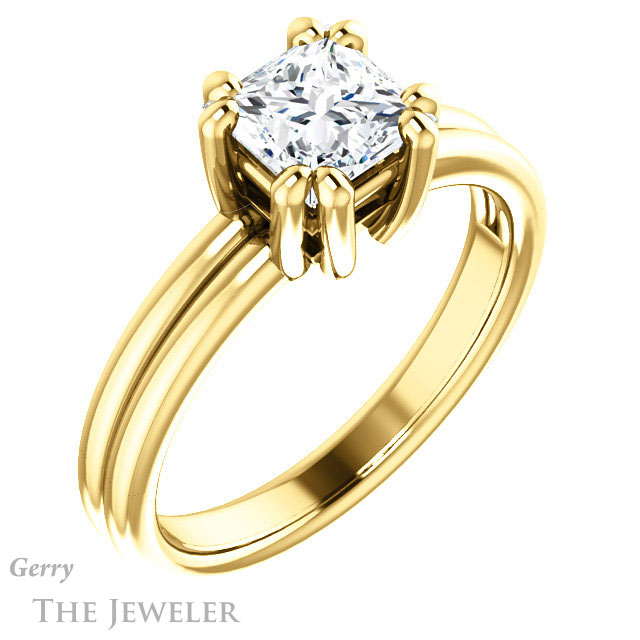 Princess Cut Forever One Moissanite Engagement Ring #GTJ1089-square-fo-y | Gerry The Jeweler Princess Cut Forever One Moissanite Engagement Ring #GTJ1089-square-fo-y