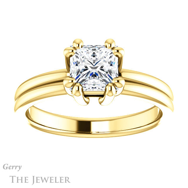 Princess Cut Forever One Moissanite Engagement Ring #GTJ1089-square-fo-y | Gerry The Jeweler Princess Cut Forever One Moissanite Engagement Ring #GTJ1089-square-fo-y