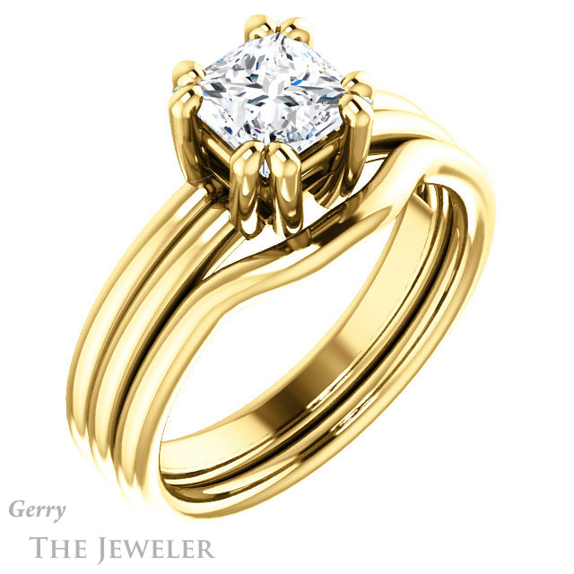 Princess Cut Forever One Moissanite Engagement Ring #GTJ1089-square-fo-y | Gerry The Jeweler Princess Cut Forever One Moissanite Engagement Ring #GTJ1089-square-fo-y