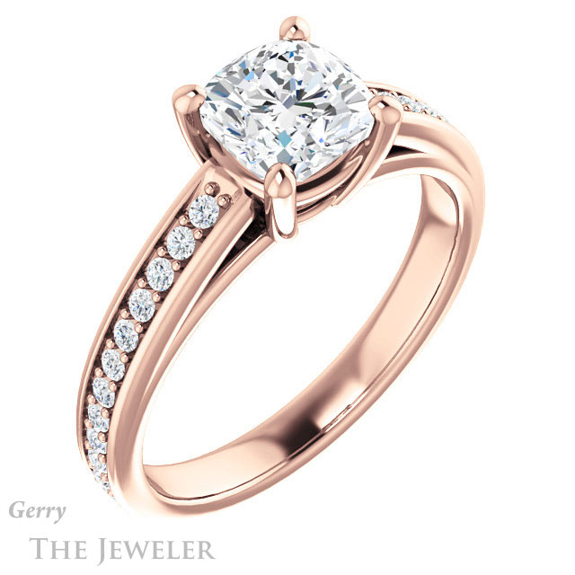 Cushion Cut Forever One Moissanite Engagement Ring #GTJ1090-cushion-fo-r