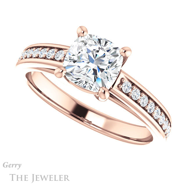 Cushion Cut Forever One Moissanite Engagement Ring #GTJ1090-cushion-fo-r