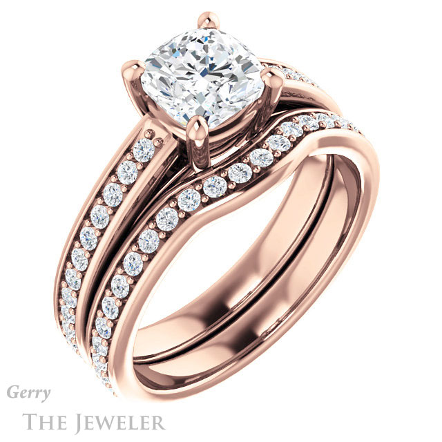 Cushion Cut Forever One Moissanite Engagement Ring #GTJ1090-cushion-fo-r