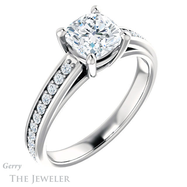 Cushion Cut Forever One Moissanite Engagement Ring #GTJ1090-cushion-fo-w 4 Cushion Cut Forever One Moissanite Engagement Ring #GTJ1090-cushion-fo-w