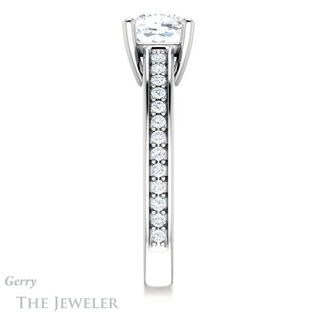 Cushion Cut Forever One Moissanite Engagement Ring #GTJ1090-cushion-fo-w 3 Cushion Cut Forever One Moissanite Engagement Ring #GTJ1090-cushion-fo-w