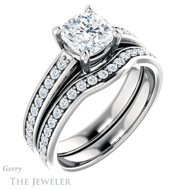 Cushion Cut Forever One Moissanite Engagement Ring #GTJ1090-cushion-fo-w 6 Cushion Cut Forever One Moissanite Engagement Ring #GTJ1090-cushion-fo-w
