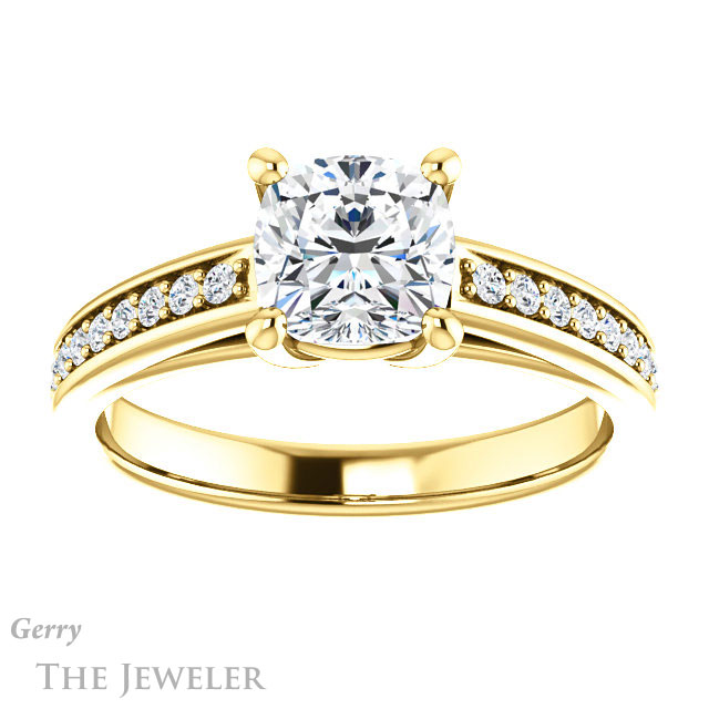 Cushion Cut Forever One Moissanite Engagement Ring #GTJ1090-cushion-fo-y 1 Cushion Cut Forever One Moissanite Engagement Ring #GTJ1090-cushion-fo-y