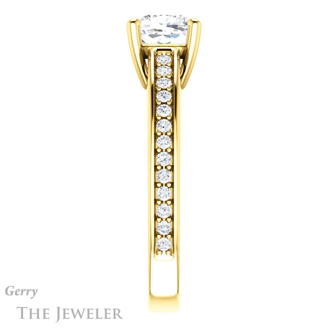 Cushion Cut Forever One Moissanite Engagement Ring #GTJ1090-cushion-fo-y 3 Cushion Cut Forever One Moissanite Engagement Ring #GTJ1090-cushion-fo-y