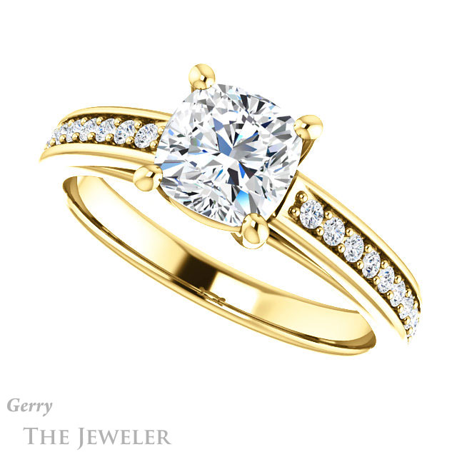 Cushion Cut Forever One Moissanite Engagement Ring #GTJ1090-cushion-fo-y 5 Cushion Cut Forever One Moissanite Engagement Ring #GTJ1090-cushion-fo-y