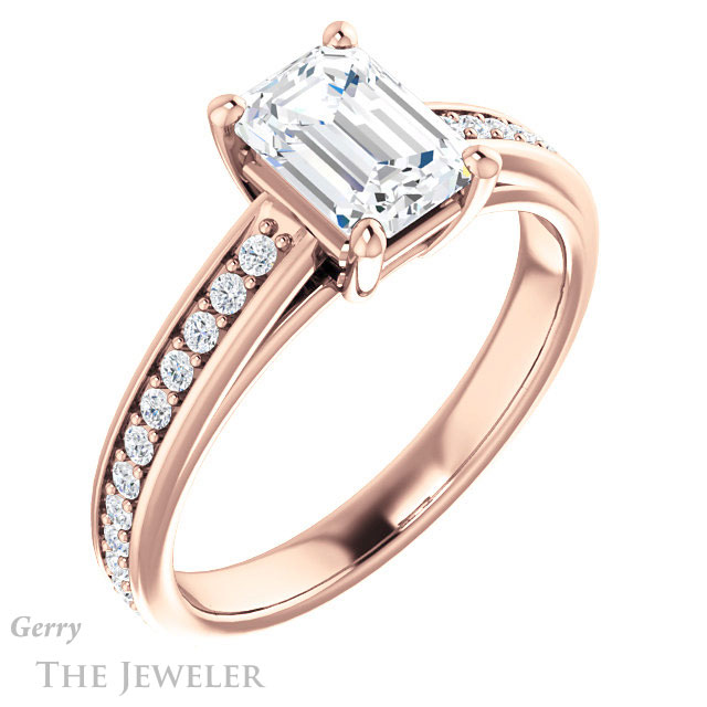 Emerald Cut Forever Brilliant Moissanite Engagement Ring #GTJ1090-emerald-fb-r
