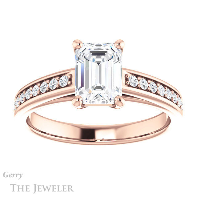 Emerald Cut Forever Brilliant Moissanite Engagement Ring #GTJ1090-emerald-fb-r