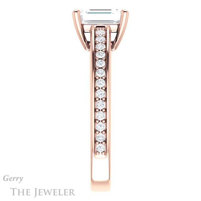 Emerald Cut Forever Brilliant Moissanite Engagement Ring #GTJ1090-emerald-fb-r