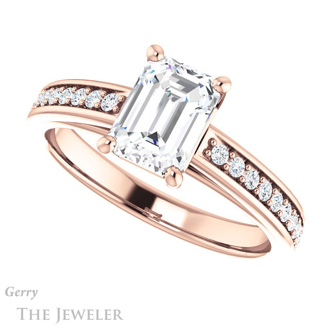 Emerald Cut Forever Brilliant Moissanite Engagement Ring #GTJ1090-emerald-fb-r