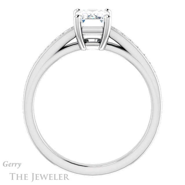 Emerald Cut Forever One Moissanite Engagement Ring #GTJ1090-emerald-fb-w 2 Emerald Cut Forever Brilliant Moissanite Engagement Ring #GTJ1090-emerald-fb-w