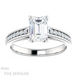 Emerald Cut Forever One Moissanite Engagement Ring #GTJ1090-emerald-fb-w 1 Emerald Cut Forever Brilliant Moissanite Engagement Ring #GTJ1090-emerald-fb-w
