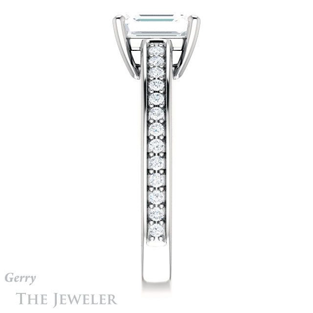 Emerald Cut Forever One Moissanite Engagement Ring #GTJ1090-emerald-fb-w 3 Emerald Cut Forever Brilliant Moissanite Engagement Ring #GTJ1090-emerald-fb-w