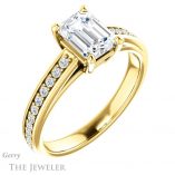 Emerald Cut Forever One Moissanite Engagement Ring #GTJ1090-emerald-fb-y 4 Emerald Cut Forever Brilliant Moissanite Engagement Ring #GTJ1090-emerald-fb-y