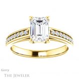 Emerald Cut Forever One Moissanite Engagement Ring #GTJ1090-emerald-fb-y 1 Emerald Cut Forever Brilliant Moissanite Engagement Ring #GTJ1090-emerald-fb-y
