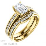 Emerald Cut Forever One Moissanite Engagement Ring #GTJ1090-emerald-fb-y 6 Emerald Cut Forever Brilliant Moissanite Engagement Ring #GTJ1090-emerald-fb-y